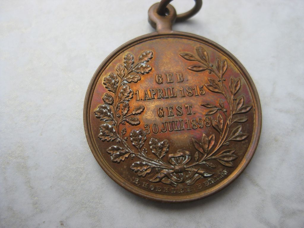 Medaille Preußen Fürst von Bismarck Eiserner Kanzler 1815 - 1898