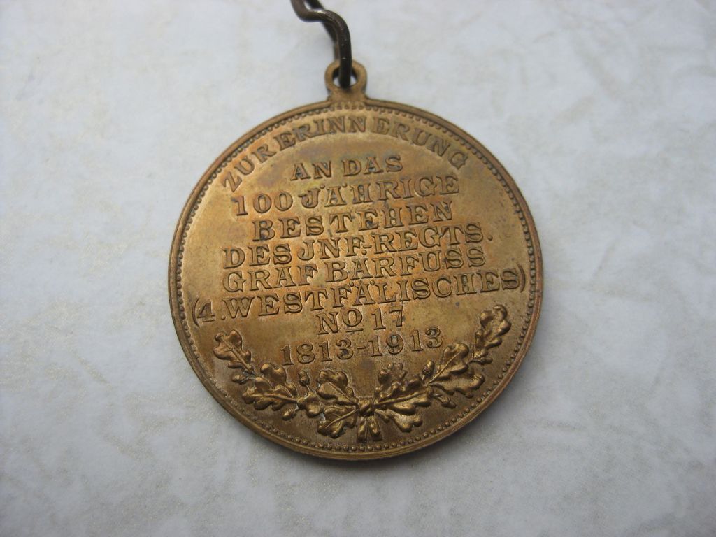 Medaille Preußen Graf Barfuss Regimentsmedaille 1813 - 1913