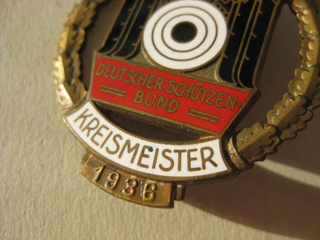 Großes Abzeichen Kreismeister 1936 Meisterschaftsabzeichen Deutscher Schützenbund (DSB)