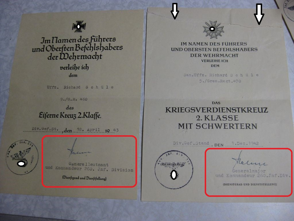 Besitzzeugnis Verleihungsurkunde Eisernes Kreuz Verwundetenabzeichen in Gold Infanterie Sturmabzeichen Ostmedaille etc etc  Wehrmacht