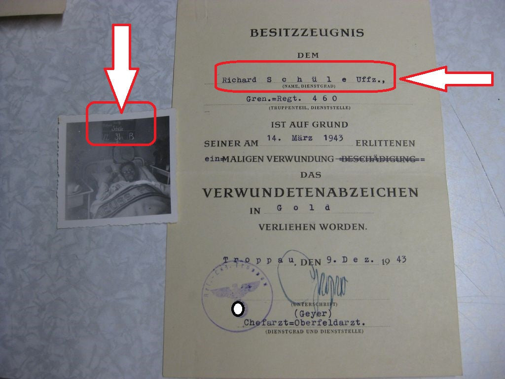 Besitzzeugnis Verleihungsurkunde Eisernes Kreuz Verwundetenabzeichen in Gold Infanterie Sturmabzeichen Ostmedaille etc etc  Wehrmacht