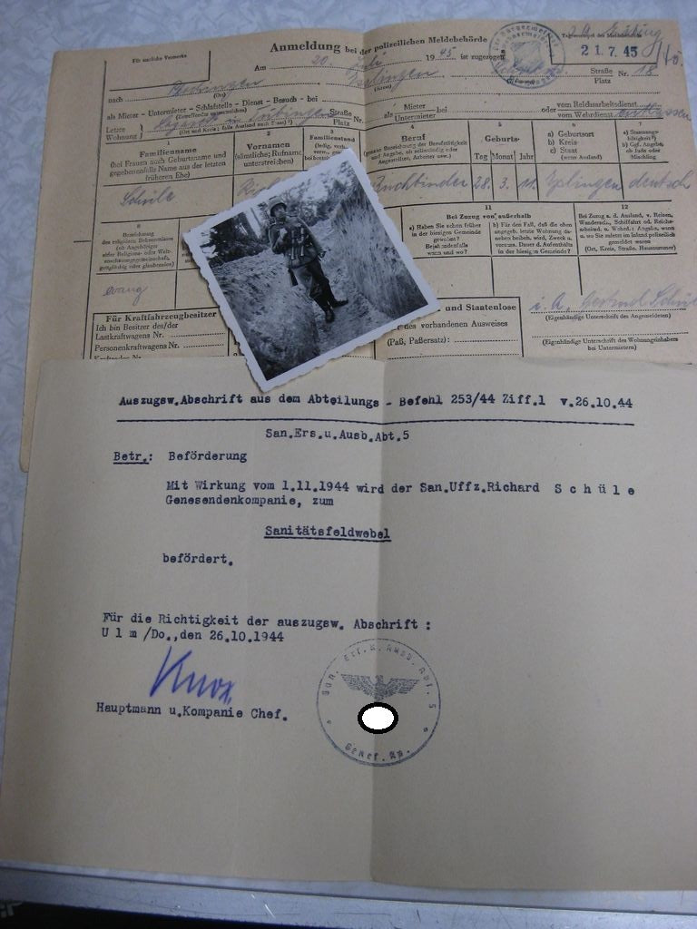 Besitzzeugnis Verleihungsurkunde Eisernes Kreuz Verwundetenabzeichen in Gold Infanterie Sturmabzeichen Ostmedaille etc etc  Wehrmacht