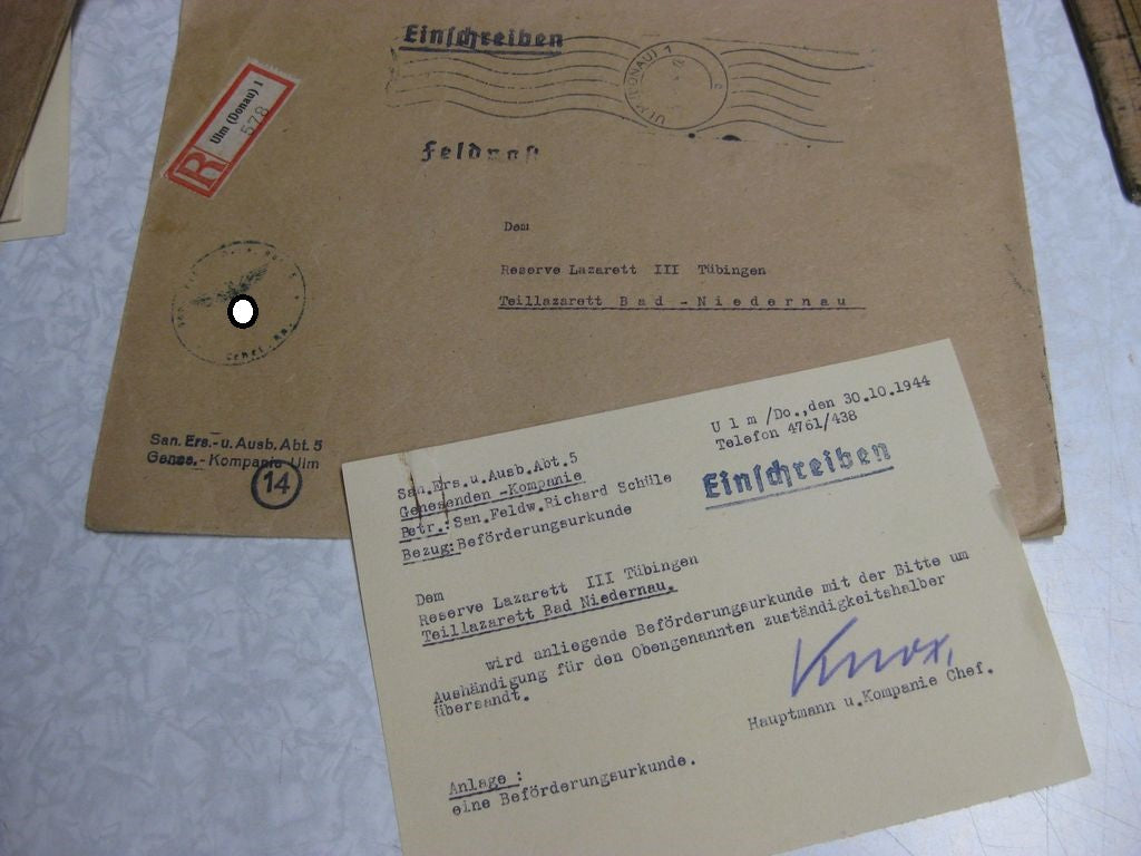 Besitzzeugnis Verleihungsurkunde Eisernes Kreuz Verwundetenabzeichen in Gold Infanterie Sturmabzeichen Ostmedaille etc etc  Wehrmacht