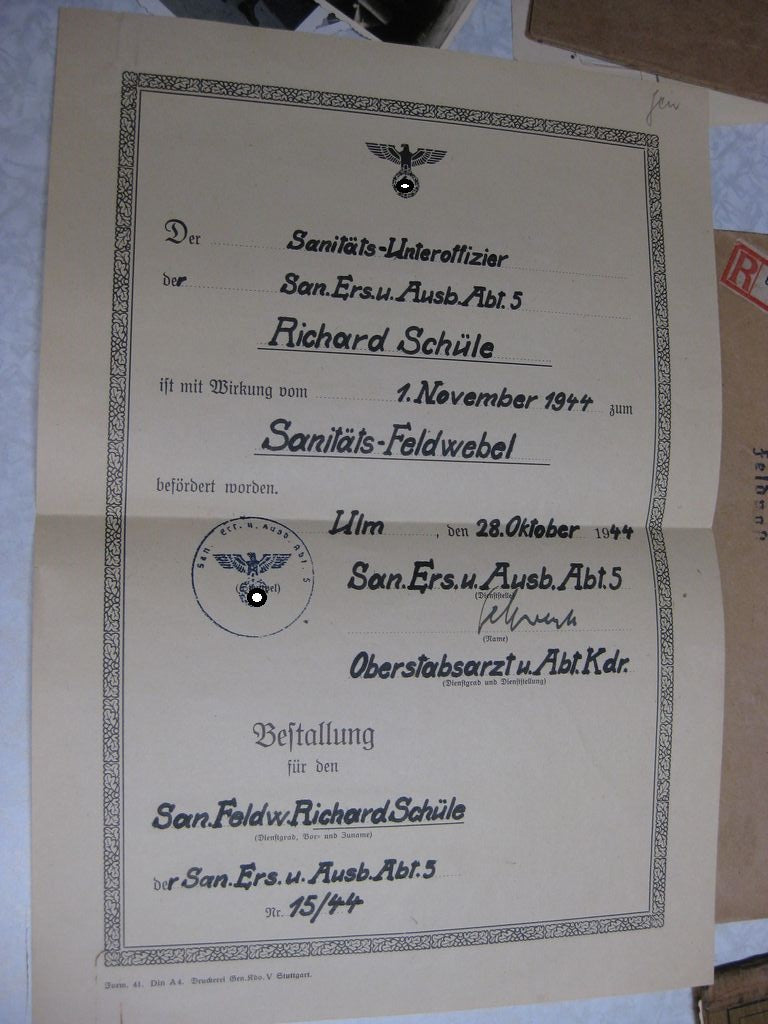 Besitzzeugnis Verleihungsurkunde Eisernes Kreuz Verwundetenabzeichen in Gold Infanterie Sturmabzeichen Ostmedaille etc etc  Wehrmacht