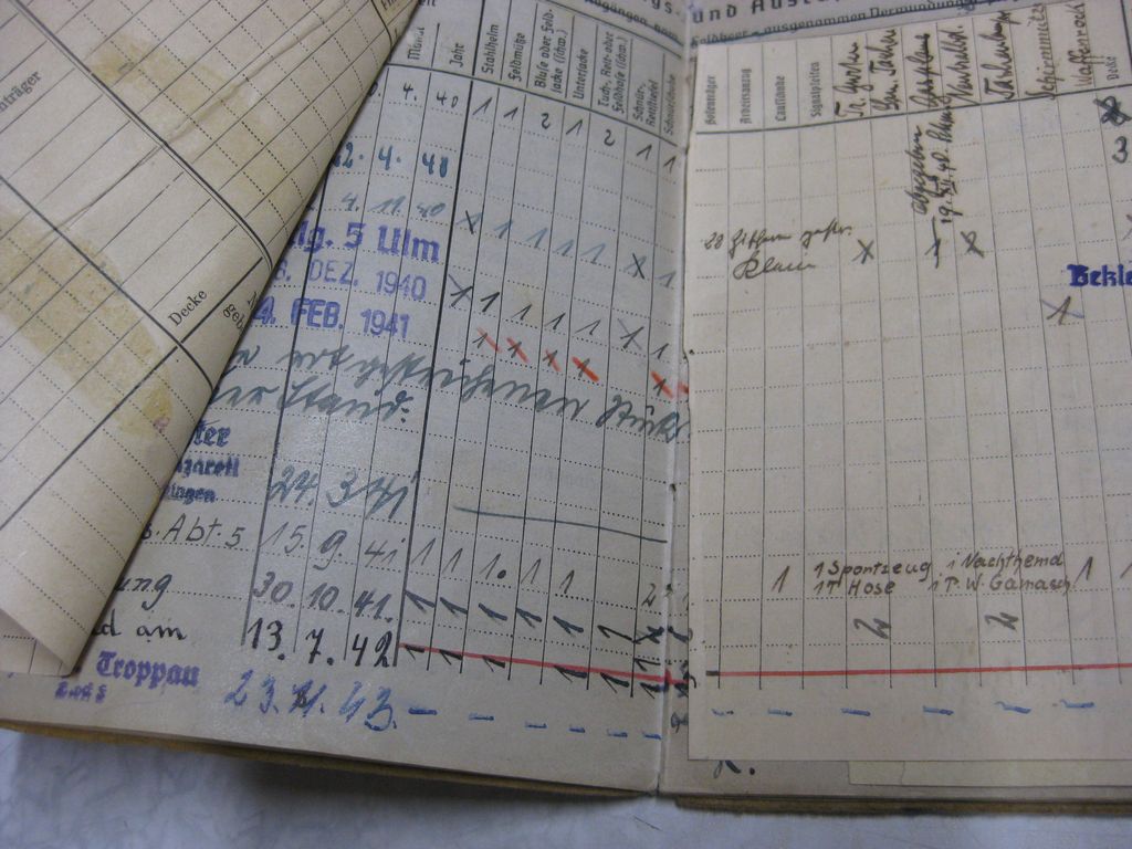 Besitzzeugnis Verleihungsurkunde Eisernes Kreuz Verwundetenabzeichen in Gold Infanterie Sturmabzeichen Ostmedaille etc etc  Wehrmacht