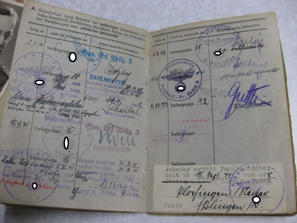 Besitzzeugnis Verleihungsurkunde Eisernes Kreuz Verwundetenabzeichen in Gold Infanterie Sturmabzeichen Ostmedaille etc etc  Wehrmacht