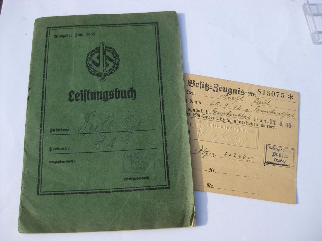 Leistungsbuch SA - Wehrsportabzeichen mit Besitzzeugnis