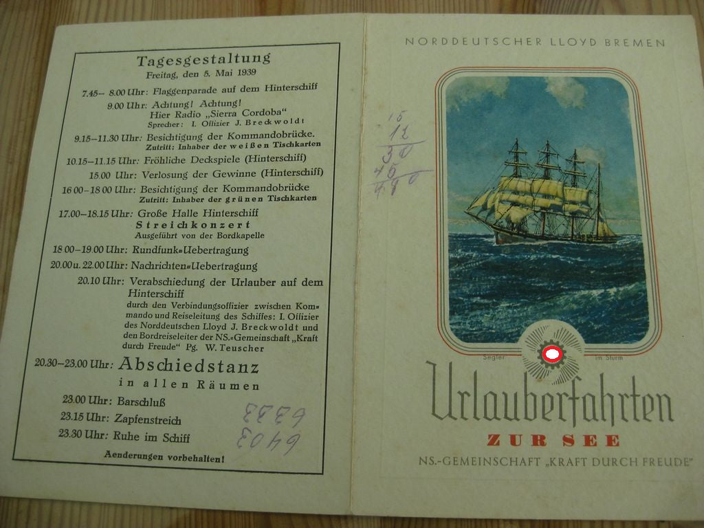 Erinnerungsgeschenk KDF Passagierdampfer SIERRA CORDOBA / NORWEGENREISE 1939