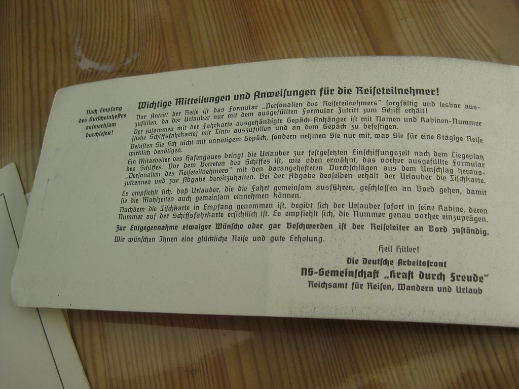 Erinnerungsgeschenk KDF Passagierdampfer SIERRA CORDOBA / NORWEGENREISE 1939