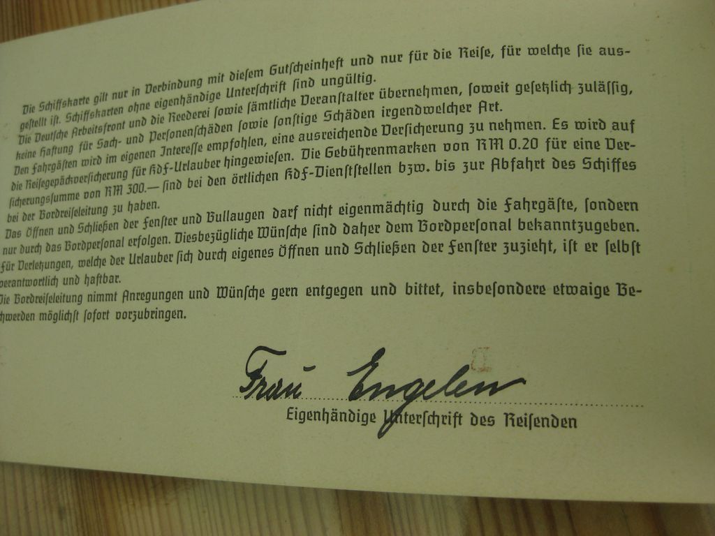 Erinnerungsgeschenk KDF Passagierdampfer SIERRA CORDOBA / NORWEGENREISE 1939