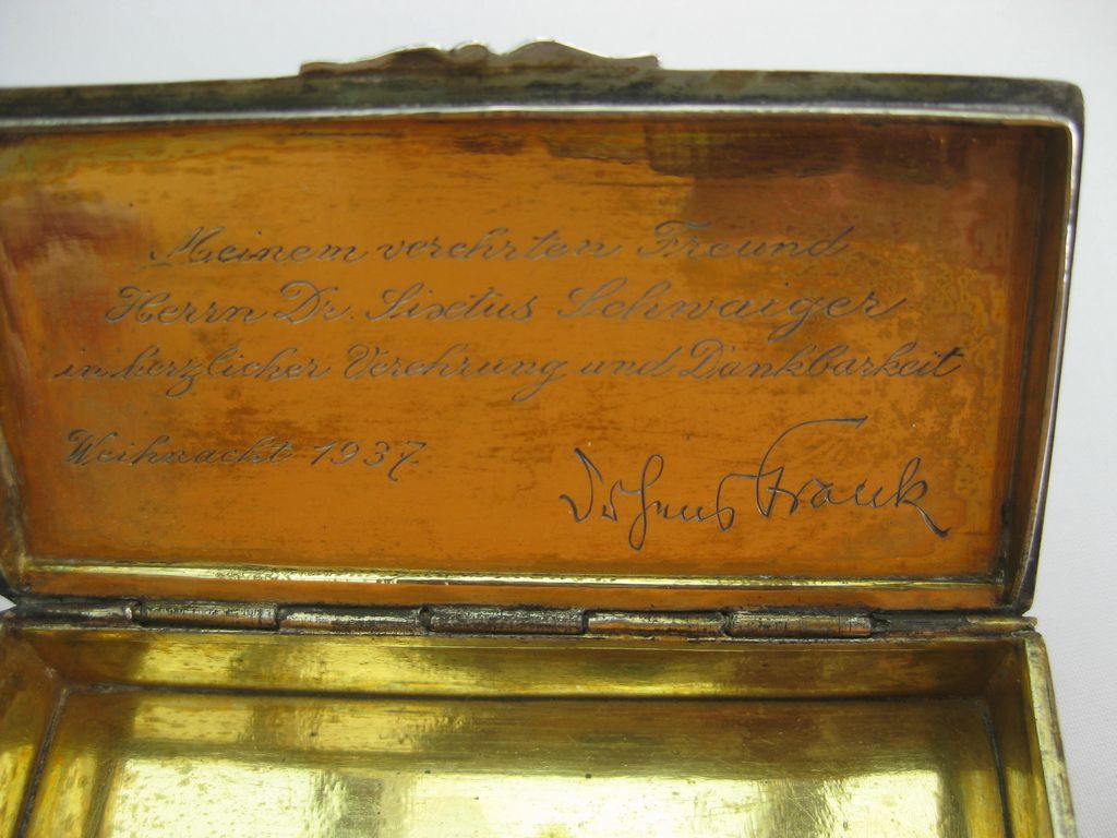 Ehrengeschenke Dr. HANS FRANK hingerichtet Nürnberger Prozess 1946 / 2 Silberdosen