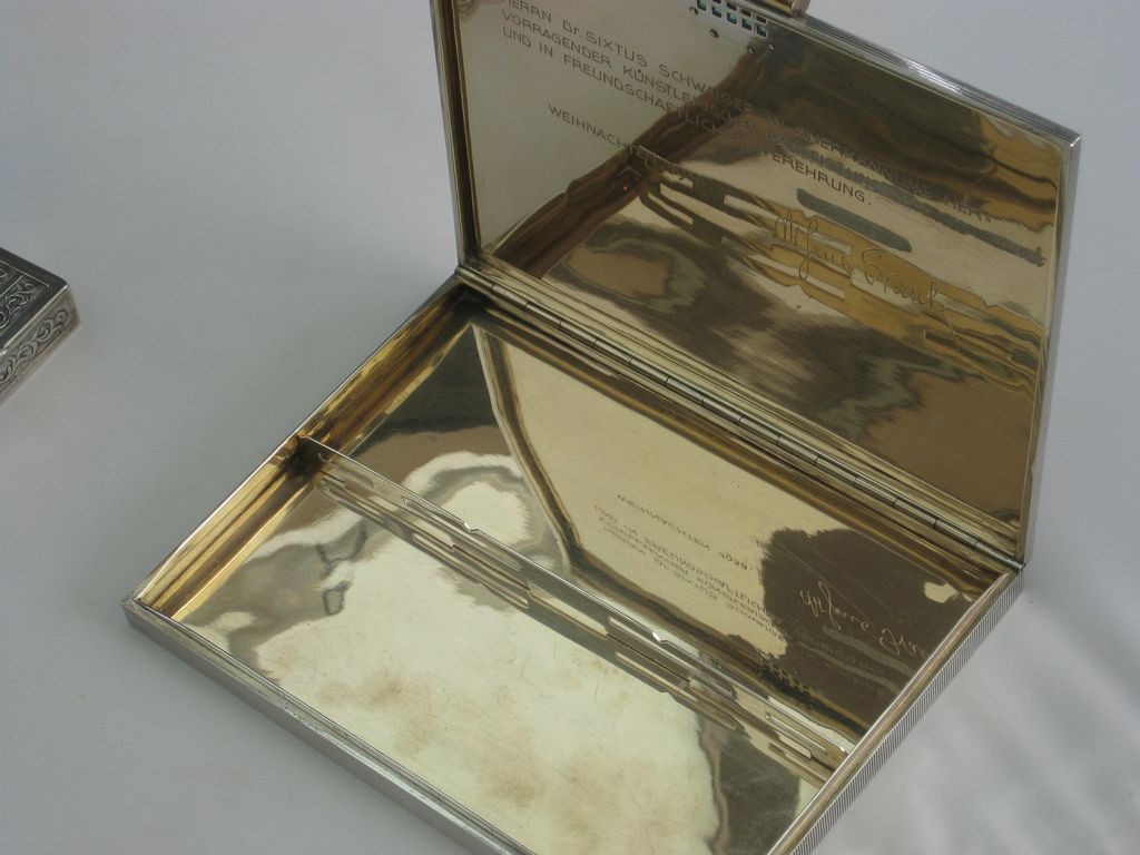 Ehrengeschenke Dr. HANS FRANK hingerichtet Nürnberger Prozess 1946 / 2 Silberdosen