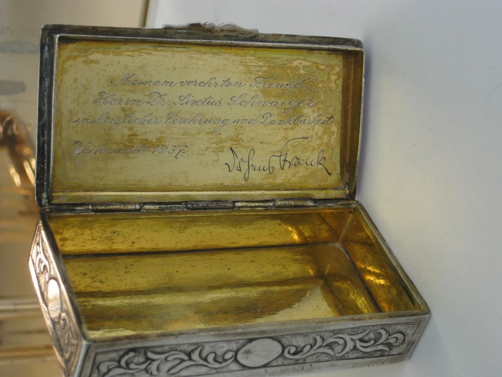 Ehrengeschenke Dr. HANS FRANK hingerichtet Nürnberger Prozess 1946 / 2 Silberdosen