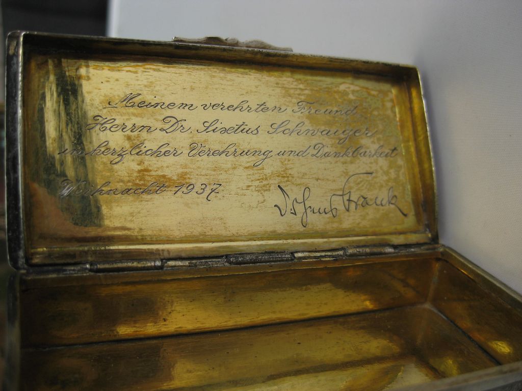 Ehrengeschenke Dr. HANS FRANK hingerichtet Nürnberger Prozess 1946 / 2 Silberdosen