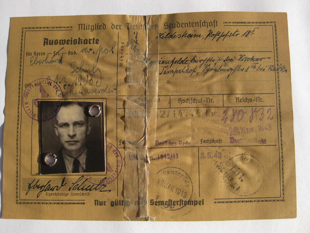 Deutsche Studenteschaft (DSt) Hannover / Berlin Ausweis (NSDStB) HANNOVER &amp; BERLIN