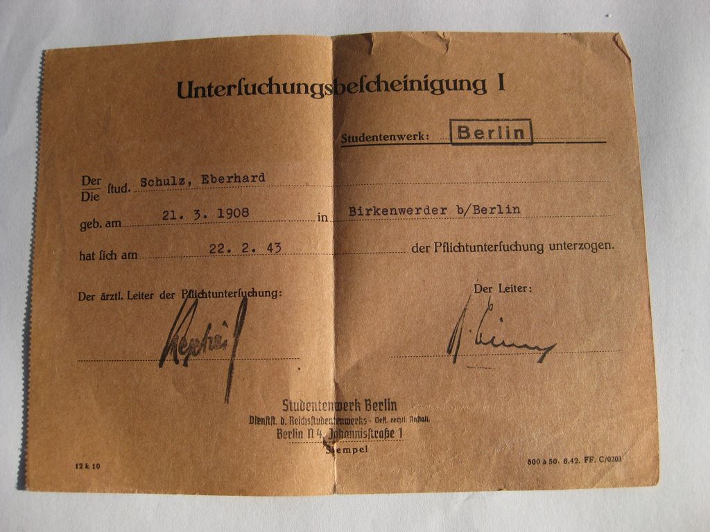 Deutsche Studenteschaft (DSt) Hannover / Berlin Ausweis (NSDStB) HANNOVER &amp; BERLIN