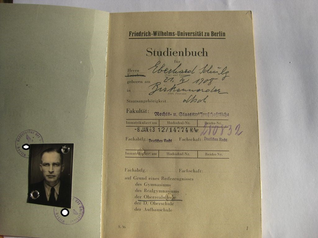 Deutsche Studenteschaft (DSt) Hannover / Berlin Ausweis (NSDStB) HANNOVER &amp; BERLIN