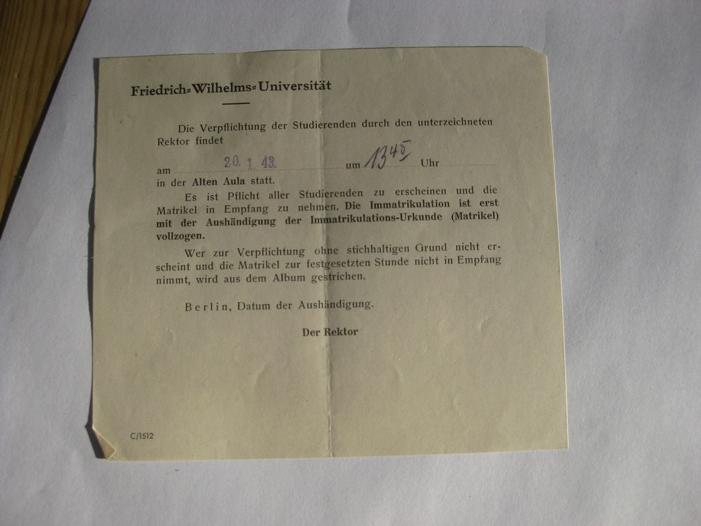 Deutsche Studenteschaft (DSt) Hannover / Berlin Ausweis (NSDStB) HANNOVER &amp; BERLIN