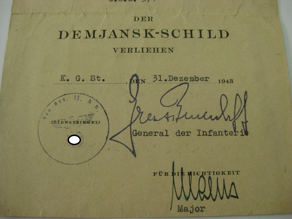 Dokumentennachlass eines Trägers der Ehrenblattspange DEMJANSKSCHILD -bereits verkauft-