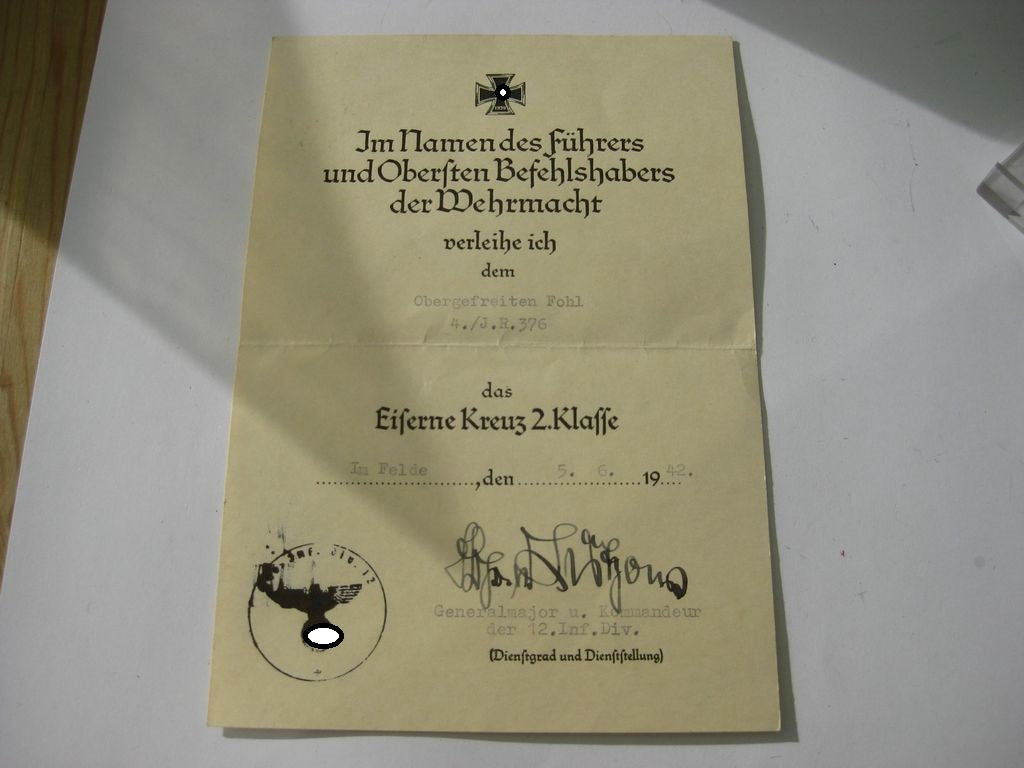 Dokumentennachlass eines Trägers der Ehrenblattspange DEMJANSKSCHILD -bereits verkauft-