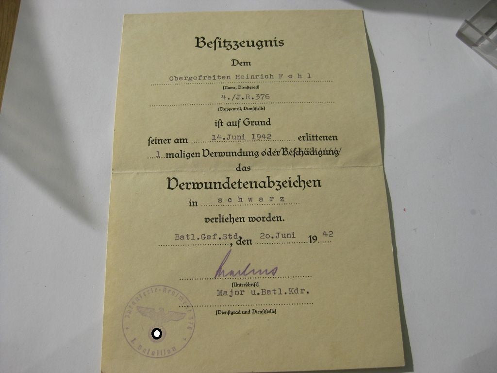 Dokumentennachlass eines Trägers der Ehrenblattspange DEMJANSKSCHILD -bereits verkauft-