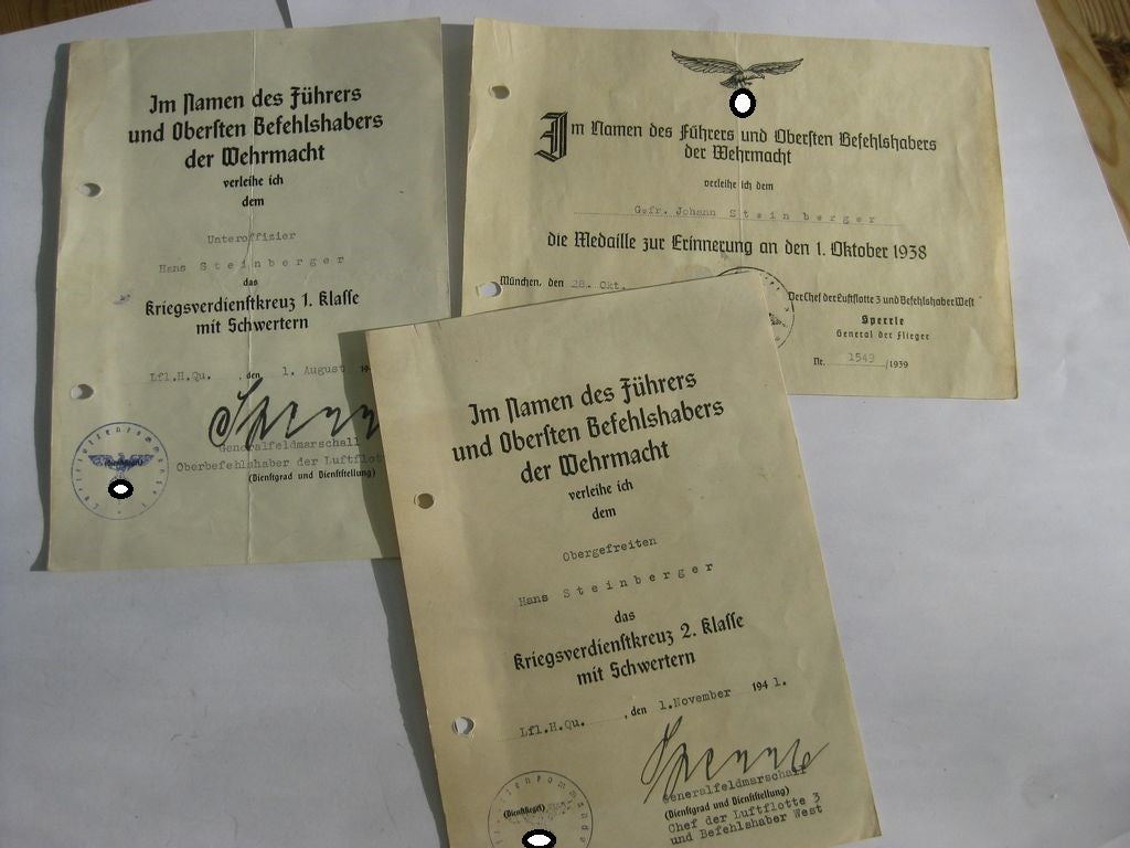 Verleihungsurkunden Luftwaffe Kriegsverdienstkreuz (KVK) Wehrmacht