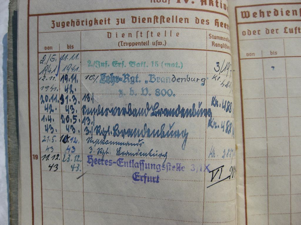 Wehrpaß BRANDENBURGER z.b.V. 800 !!! Wehrmacht Heer