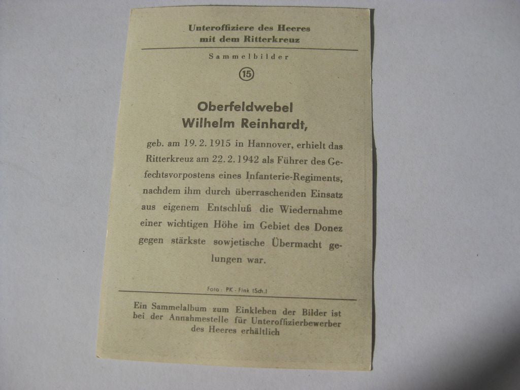 Sammlerkarte Sammelbildchen Propagandakompanie Ritterkreuz des Eisernes Kreuz