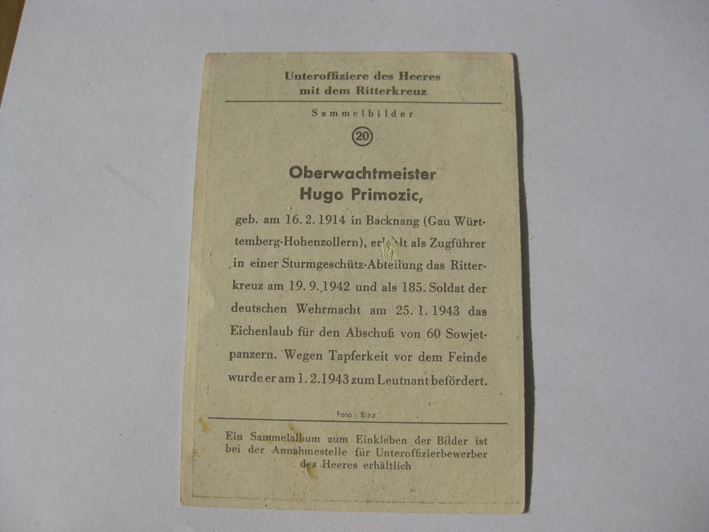 Sammlerkarte Sammelbildchen Propagandakompanie