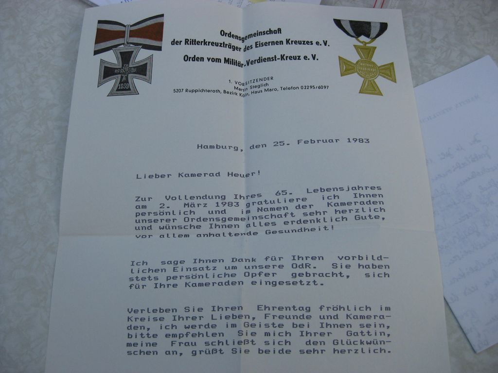 Dokumente aus dem Besitz des Ritterkreuzträgers H. Heuer aus der SS-Polizeidivision !!!!