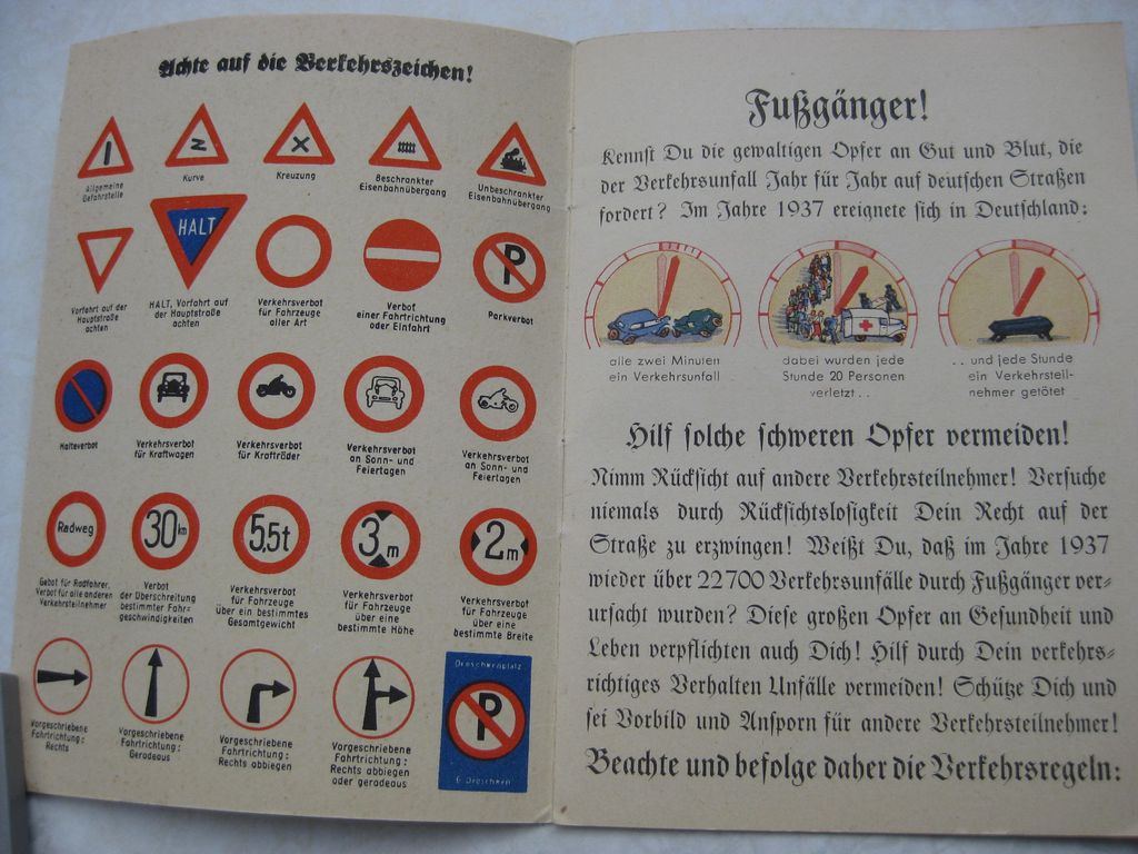 Fussgänger im Straßenverkehr Bilderfolge Buch / Heftchen Reichsführer SS