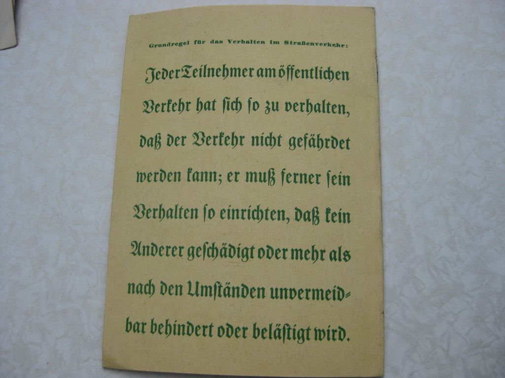 Fussgänger im Straßenverkehr Bilderfolge Buch / Heftchen Reichsführer SS