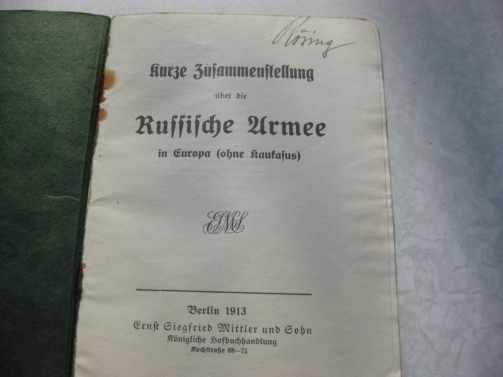 Originalausgabe Heft / Buch Kurze Zusammenfassung über die russische Armee 1913