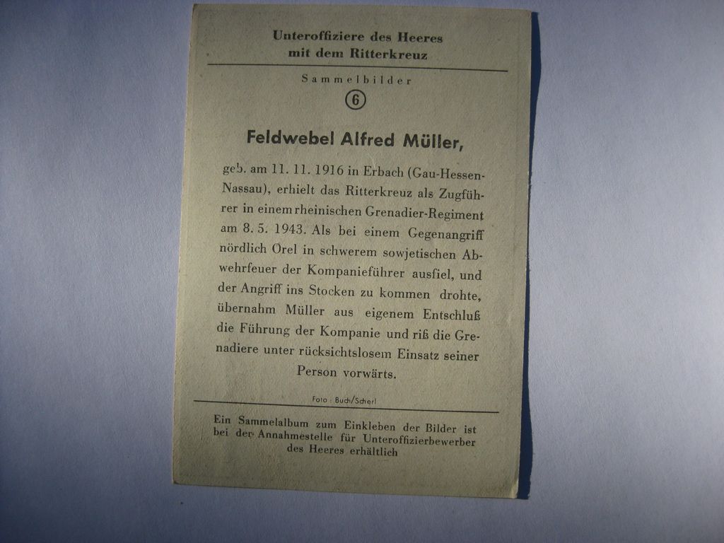 Sammlerkarte Sammelbildchen Propagandakompanie Ritterkreuz des Eisernes Kreuz 1939 Wehrmacht Orden