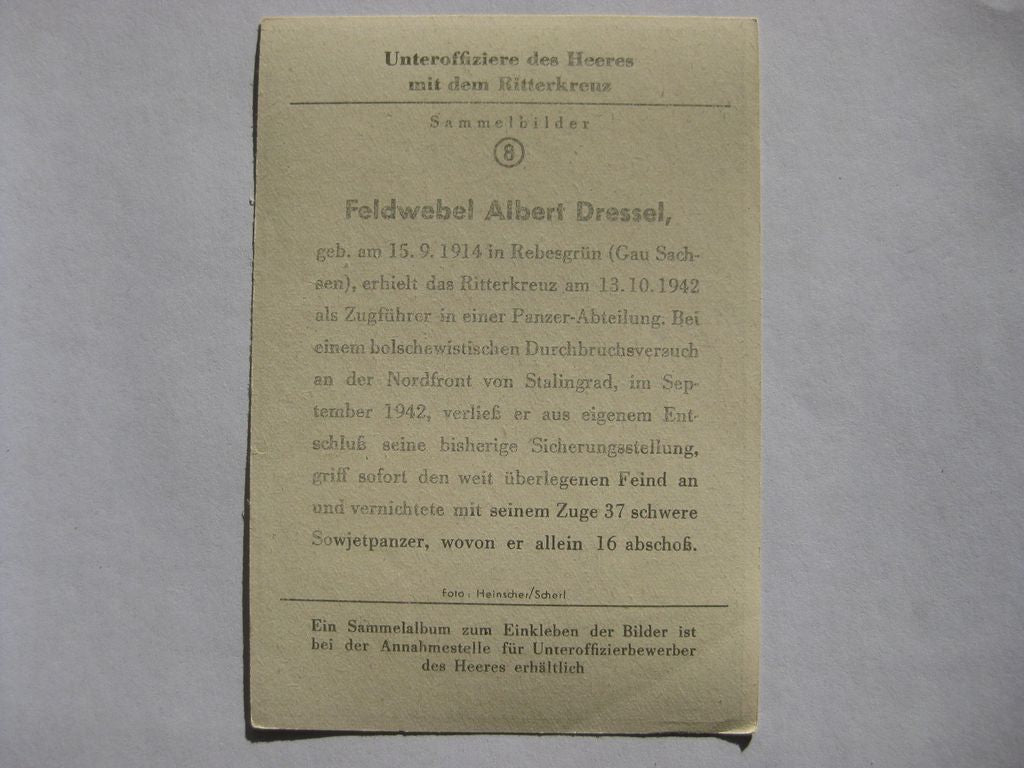 Sammlerkarte Sammelbildchen Propagandakompanie Ritterkreuz des Eisernes Kreuz 1939 Wehrmacht Orden
