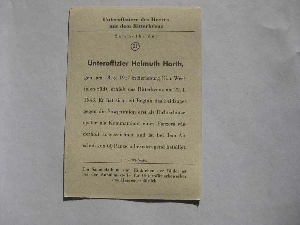 Sammlerkarte Sammelbildchen Propagandakompanie Ritterkreuz des Eisernes Kreuz 1939 Wehrmacht Orden