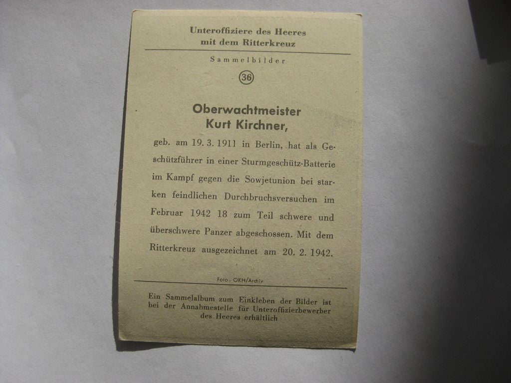 Sammlerkarte Sammelbildchen Propagandakompanie Ritterkreuz des Eisernes Kreuz 1939 Wehrmacht Orden