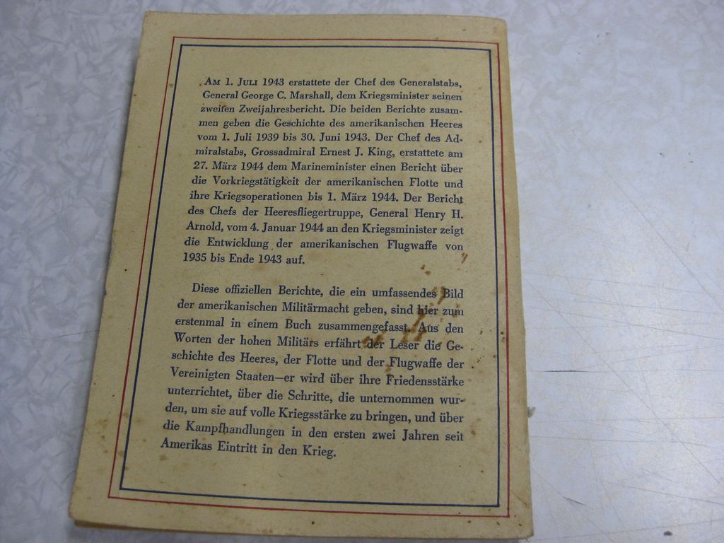 Buch Der Bericht des amerikanischen Oberkommandos USA Kriegstagebuch