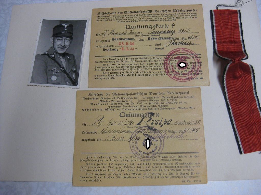 KONVOLUT / Blutordenträger Hessen Ordensband Uniformfoto