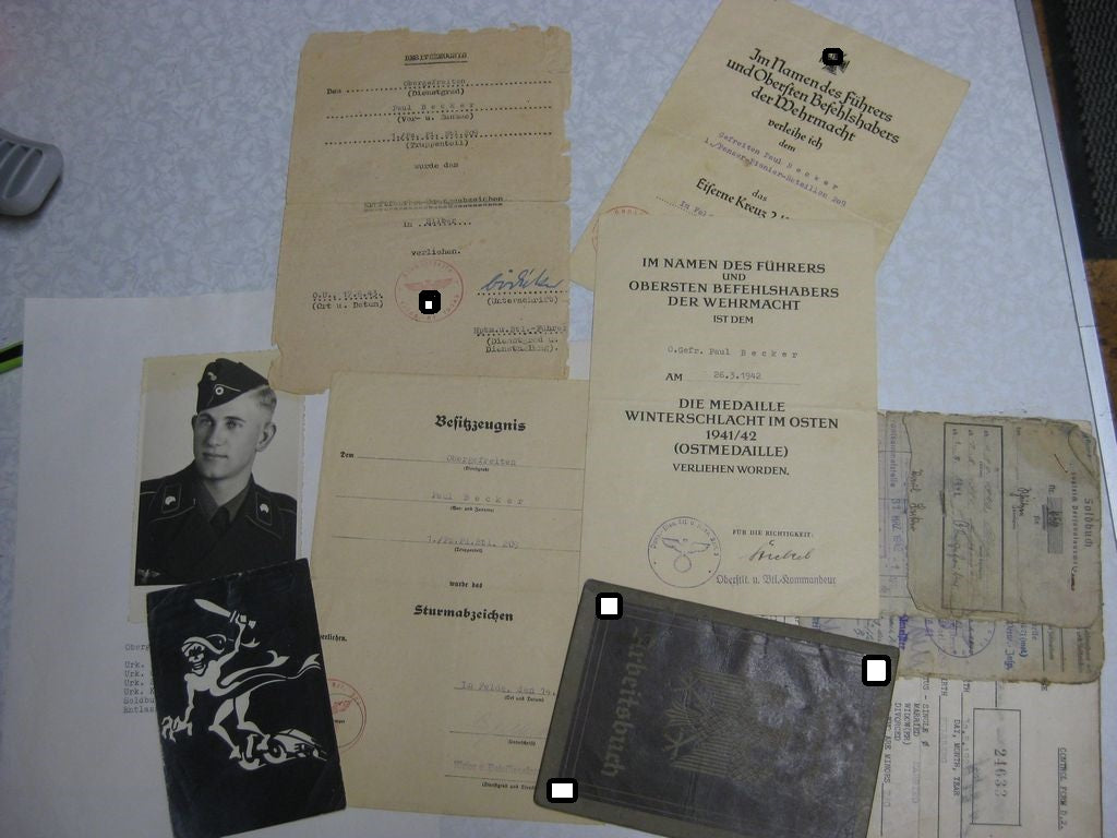 Nachlass Dokumente Verleihungsurkunden Besitzzeugnis Eisernes Kreuz Panzertruppe Gespensterdivision