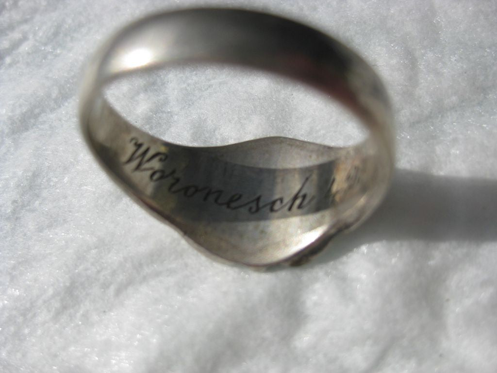 Fingerring Silberring Sturmartillerie Sturmgeschütztruppe Wehrmacht Russlandfeldzug Ostfront WORONESCH 1942 Träger Deutsches Kreuz in Gold !! Sturmgeschütz Abteilung 185