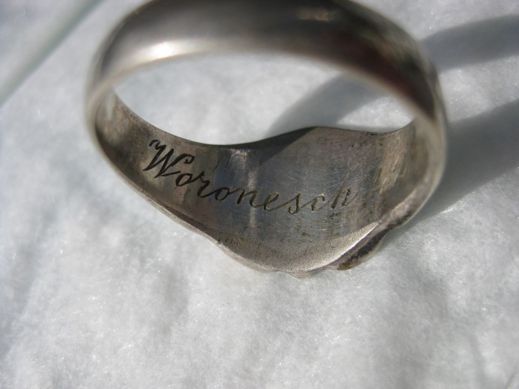 Fingerring Silberring Sturmartillerie Sturmgeschütztruppe Wehrmacht Russlandfeldzug Ostfront WORONESCH 1942 Träger Deutsches Kreuz in Gold !! Sturmgeschütz Abteilung 185