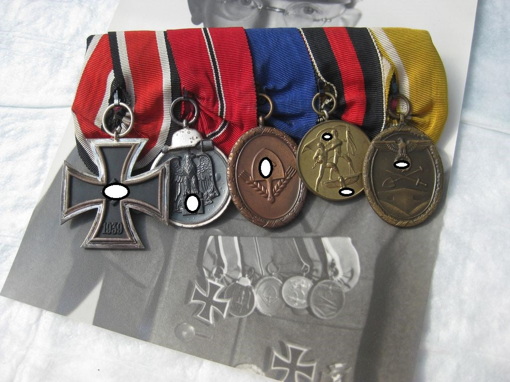 KONVOLUT 5er Ordensspange Eisernes Kreuz HJ-Führer Offizier Uniformfoto SELTEN