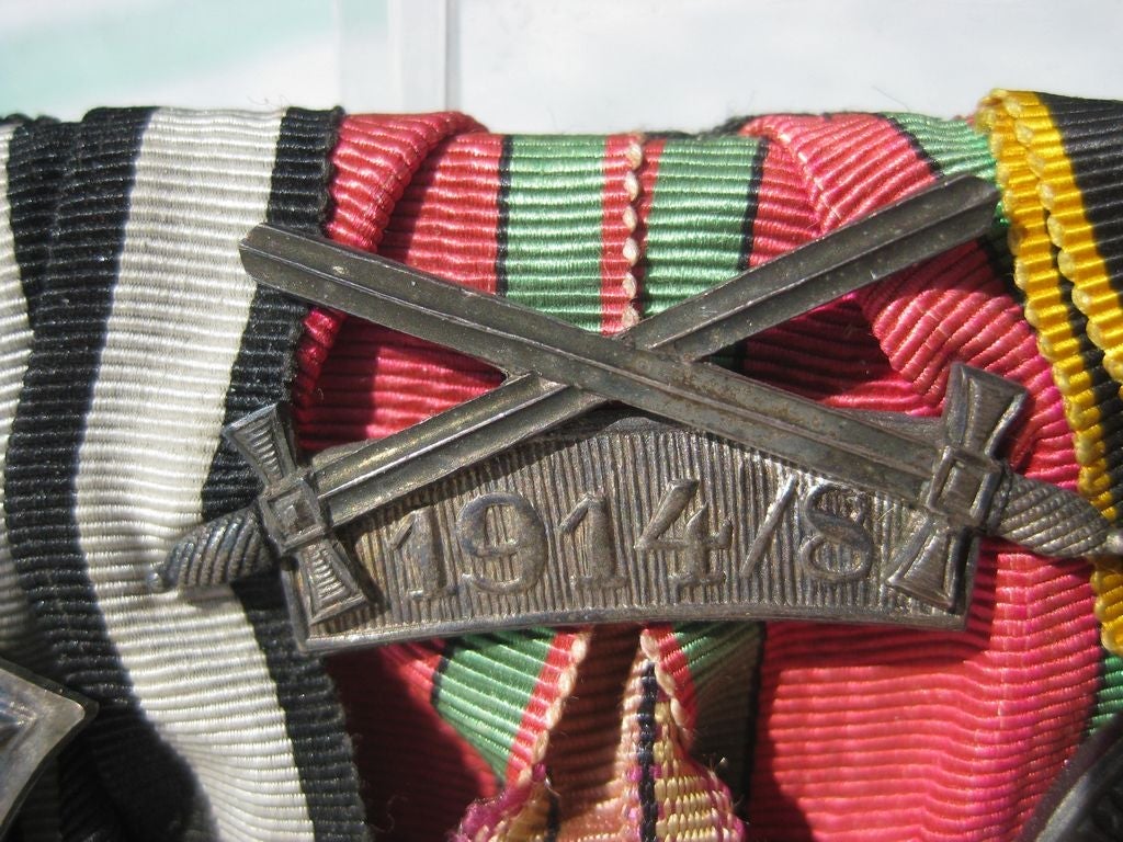 4er Ordenschnalle Ordensspange Eisernes Kreuz 1914 (EK2/14)  silberne Verdienstmedaille Sachsen Coburg Gotha Herzogtum  Kaiserreich