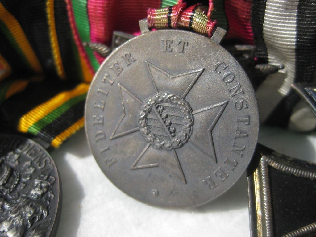 4er Ordenschnalle Ordensspange Eisernes Kreuz 1914 (EK2/14)  silberne Verdienstmedaille Sachsen Coburg Gotha Herzogtum  Kaiserreich