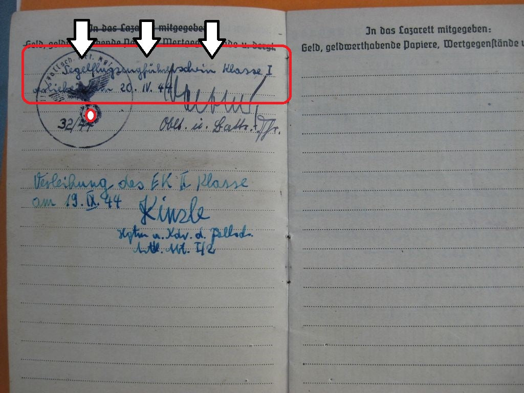 Soldbuch Wehrmacht Luftwaffe Fallschirmtruppe SEGELFLUGZEUGFÜHRER mit Nahkampfspange