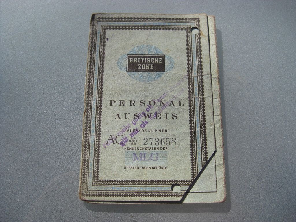 Personalausweis britische Zone Hansestadt Hamburg