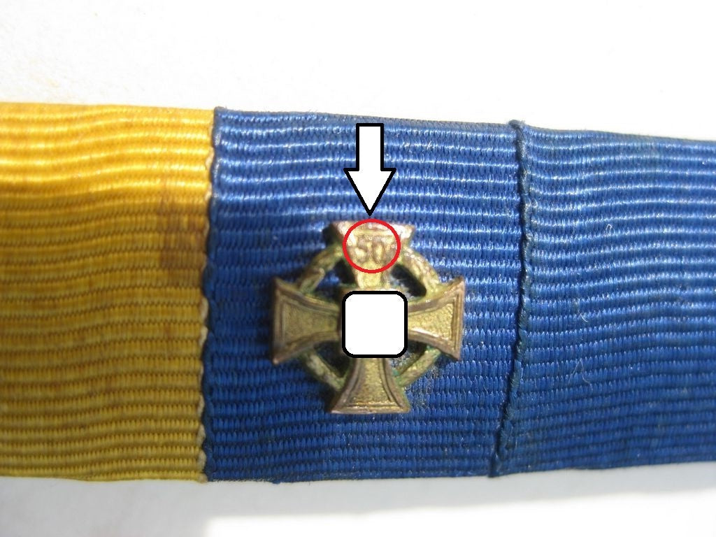 7er Feldspange / Miniatur 1914 Ordensspange Preußen Kaiserreich &amp; Wehrmacht Treudienst Ehrenzeichen für 50 Jahre Dienstauszeichnung