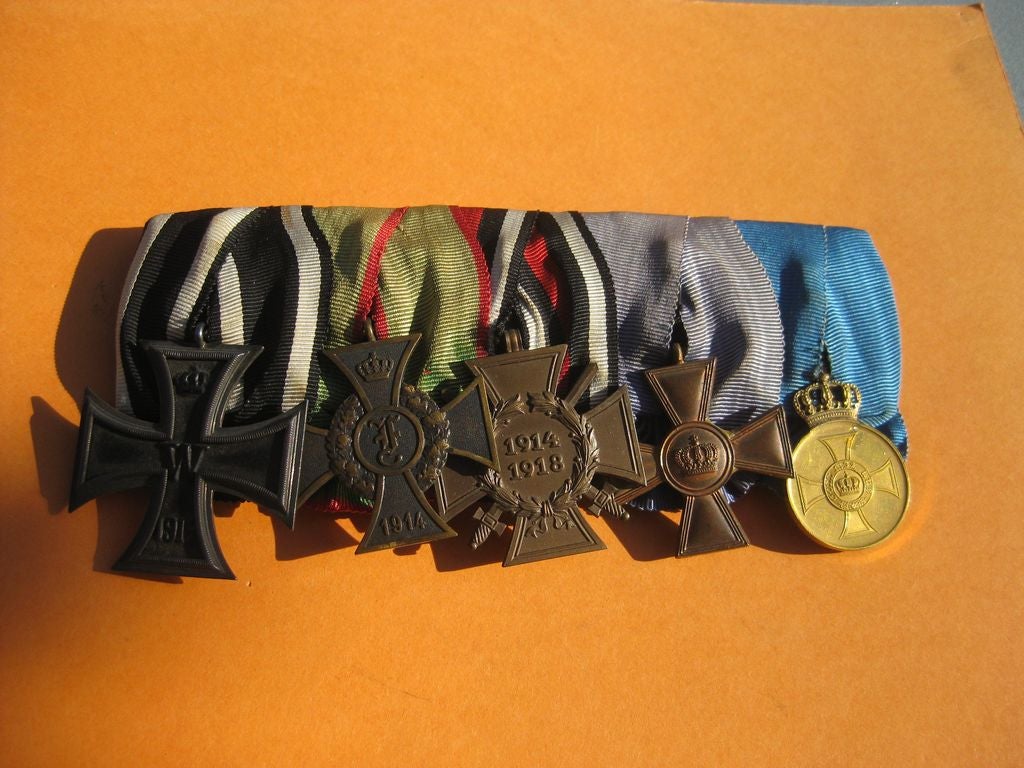 5er Ordenschnalle Ordensspange Eisernes Kreuz 1914 (EK2/14)  Sachsen-Anhalt Preußen Kronenmedaille Medaille des Kronenordens Frontkämpfer Ehrenkreuz Kaiserreich