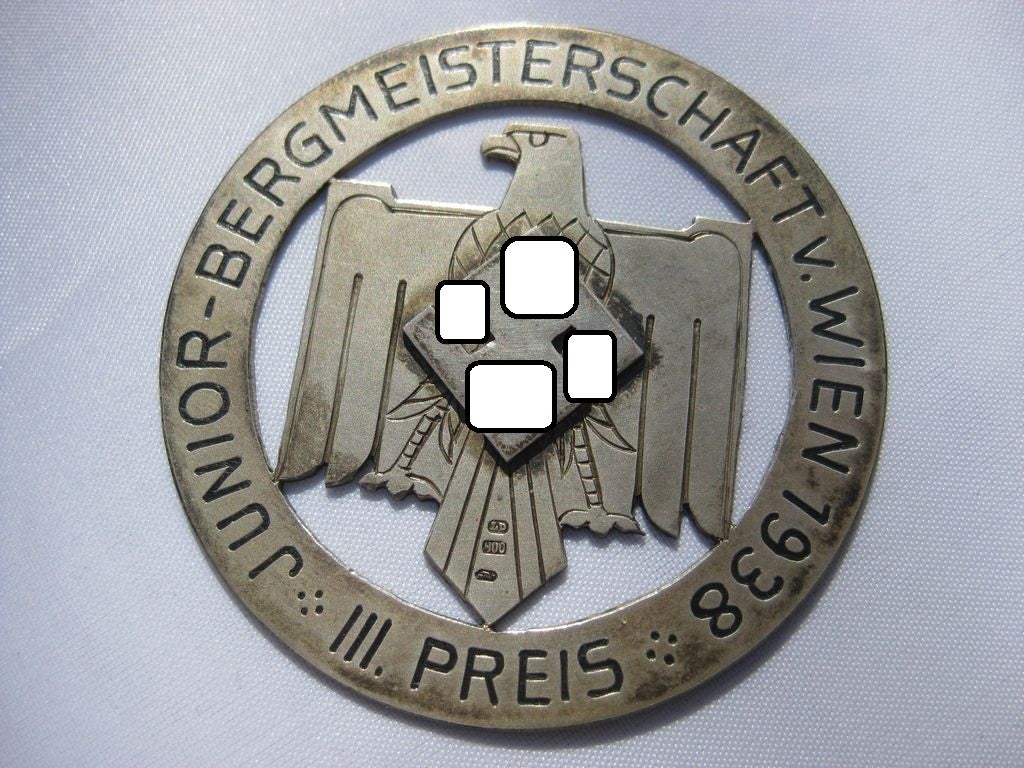 Junior Bergmeisterschaft 1938 in Wien Abzeichen in echt Silber im Etui ÖSTERREICH AUSTRIA